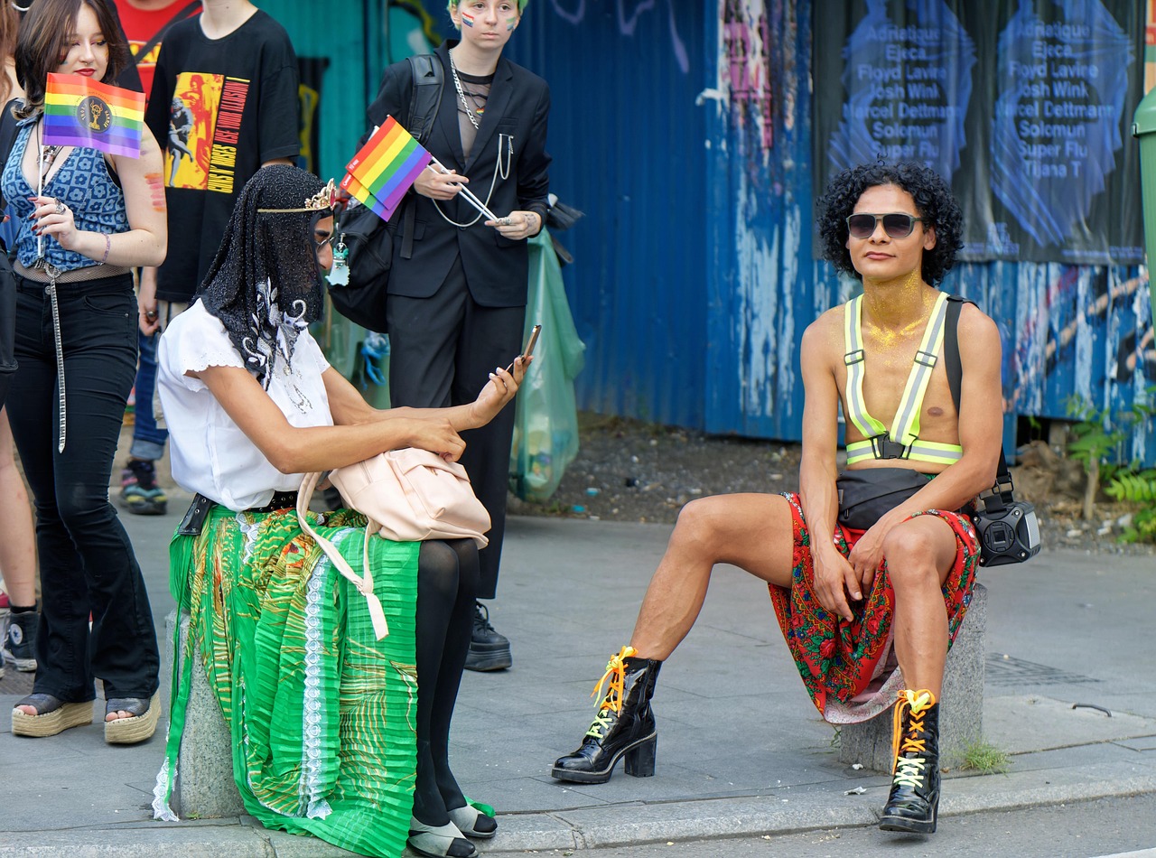 pride flag people outdoors